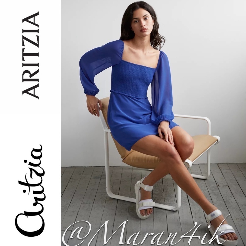 Aritzia Wilfred Villa Dress in Azure Blue 4